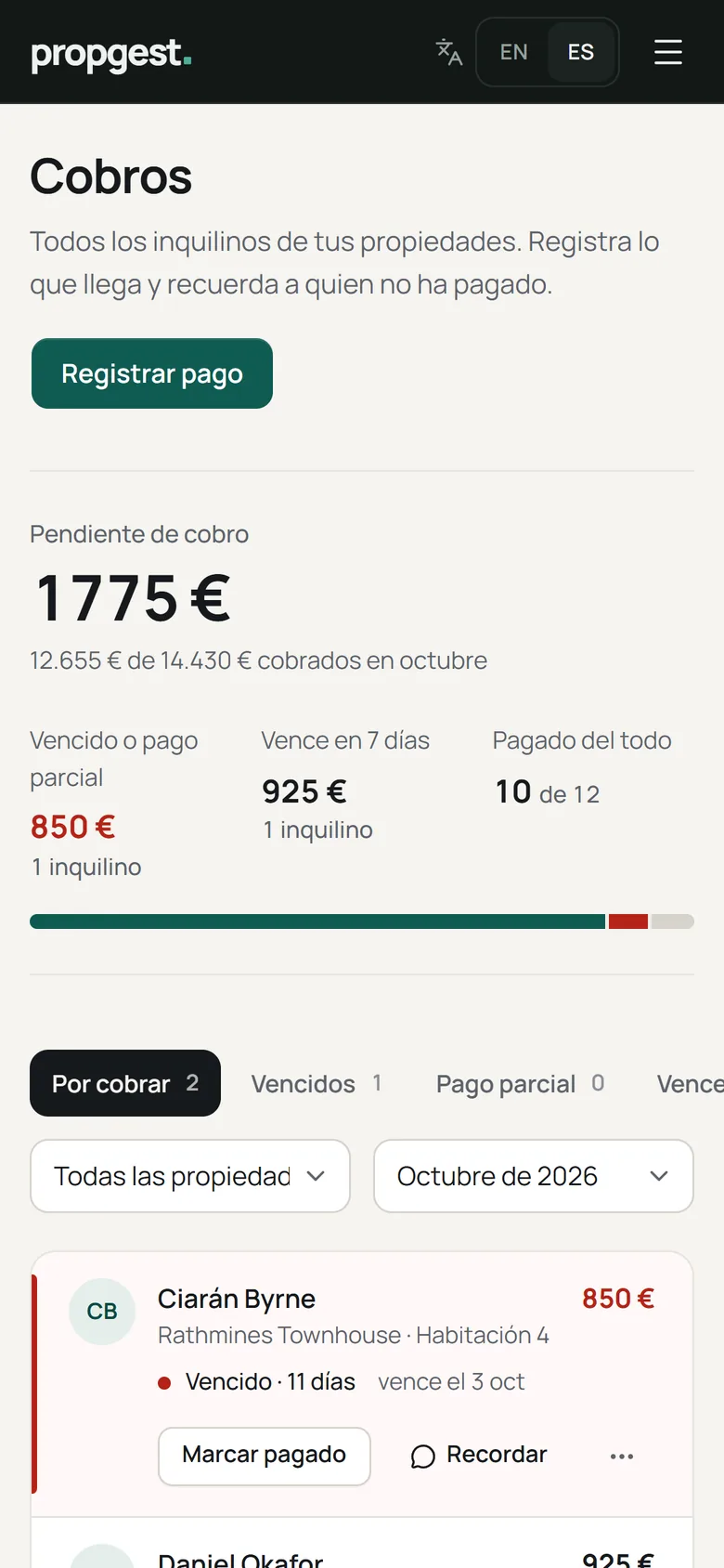 Cobros de Propgest en un móvil